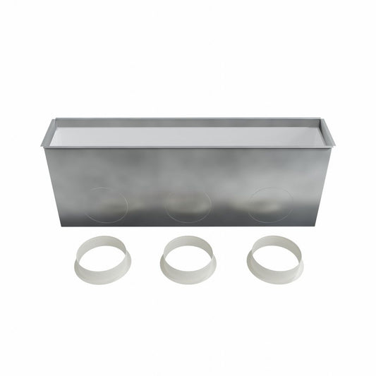 Plénum acier isolé pour grille linéaire 800x150 mm, piquages abs