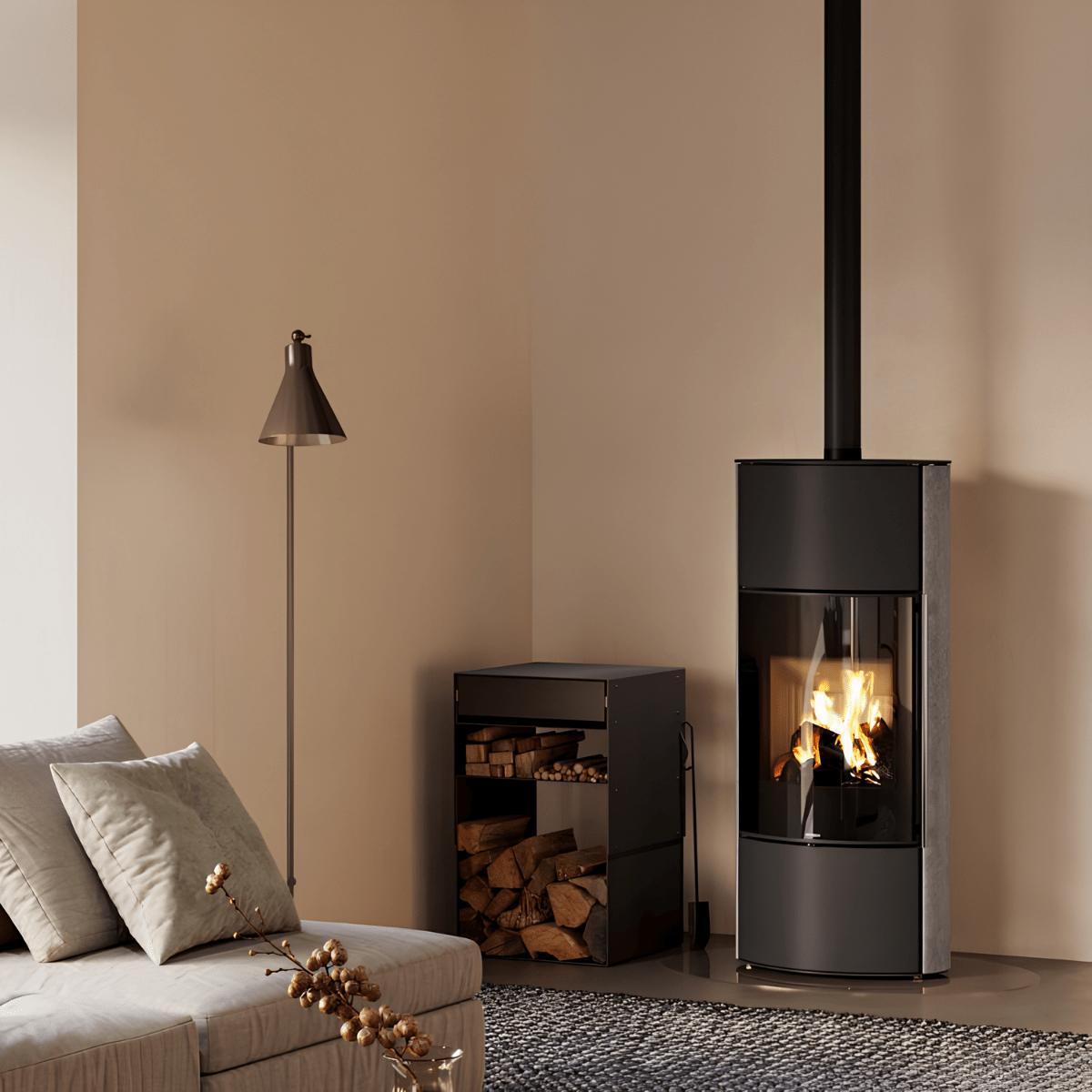Poêle à bois Morvan Hemisph'R L 6,3 kW Pierre ollaire - 526266
