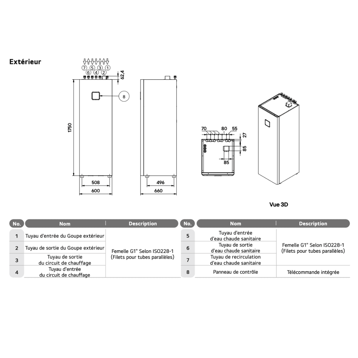 Pompe à chaleur air-eau LG Therma V 16 kW - Hydrosplit Duo ECS R290 - 1 circuit - Monophasé - HM161HFD.UB41 + HN20XAHY.NK1