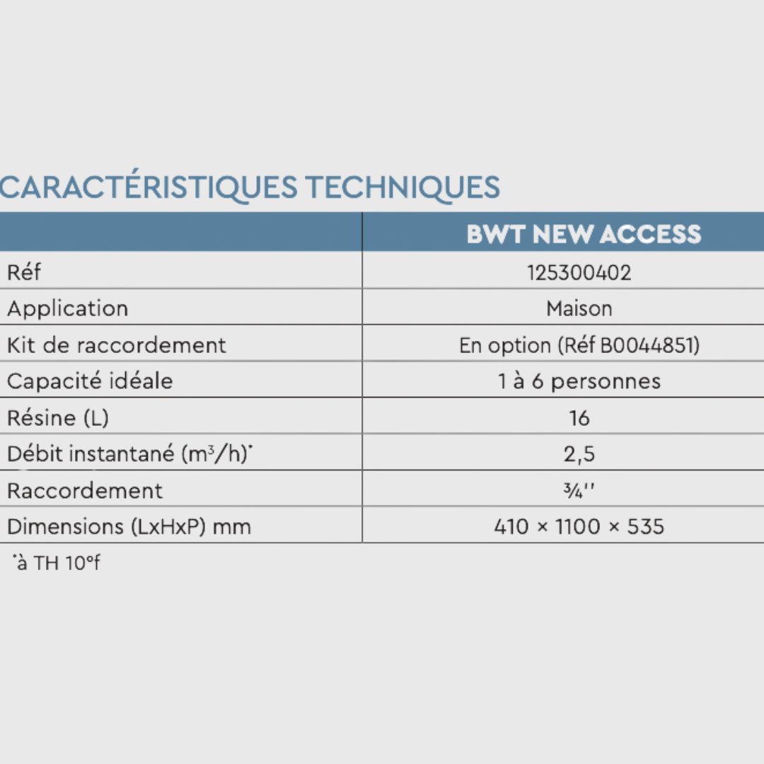 Adoucisseur d'eau BWT New Access 16L - Adoucisseur domestique #125300402