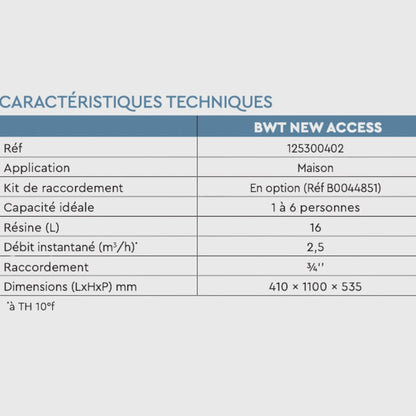 Adoucisseur d'eau BWT New Access 16L - Adoucisseur domestique #125300402