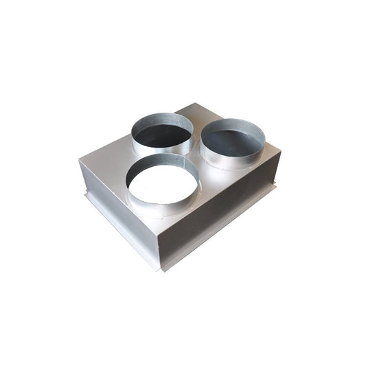 Plénum en acier galvanisé pour grille 500x400 mm - 3 piquages - #PLRACIAR500X400