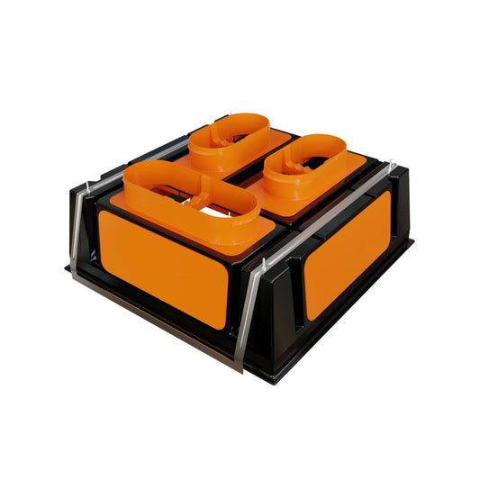 Plénum modulable de 600x600 mm avec 3 piquages et obturateurs - #PM600X600