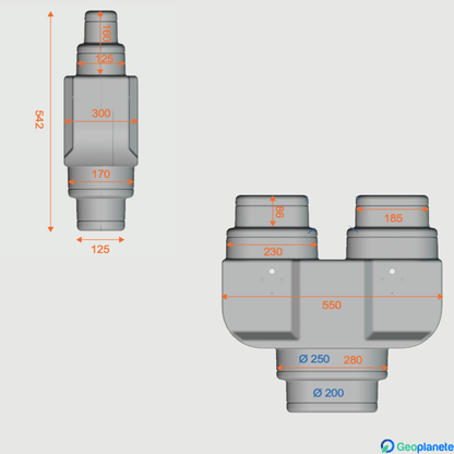 Répartiteur neorep 1 entrée 2 sorties Ø250 - 200 à Ø200 - 160 mm - NEOREP