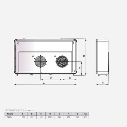 Dimensions de la Tempero climatiseur réversible monobloc mural