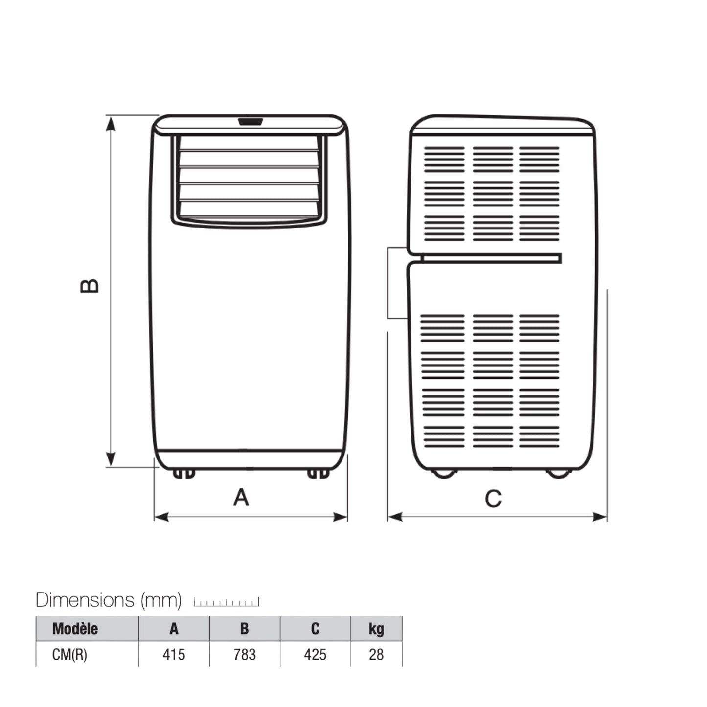 VORT KRYO POLAR EVO 2 - Climatiseur mobile froid/chaud 3,7/3 kW