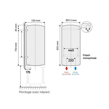 Chauffe-eau électrique Zénéo Vertical mural standard 100L