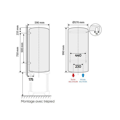 Zénéo Vertical mural compact 150L 590x990x570 mm