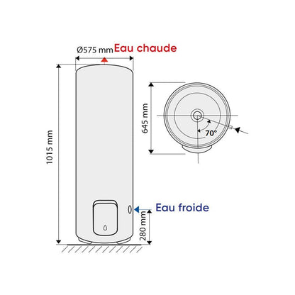 Zénéo Vertical sur socle 150L 575x1015x645 mm