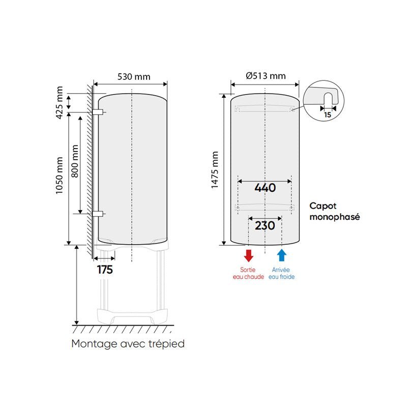 Chauffe-eau électrique Zénéo Vertical mural standard 200L