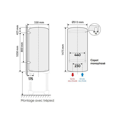 Chauffe-eau électrique Zénéo Vertical mural standard 200L