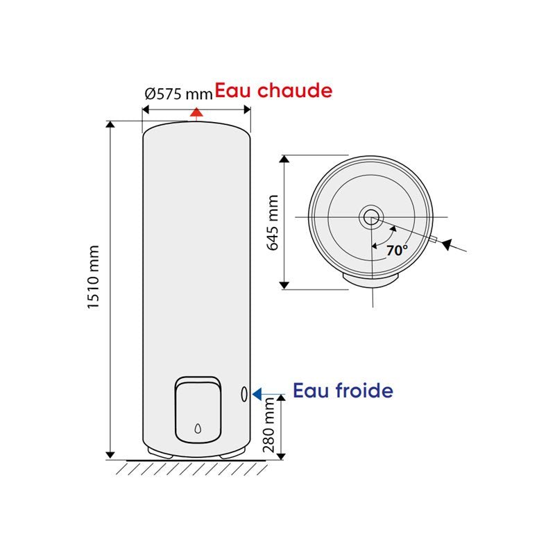 Zénéo Vertical sur socle 250L 575x1510x645 mm