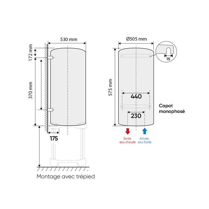 Chauffe-eau électrique Zénéo Vertical mural standard 50L